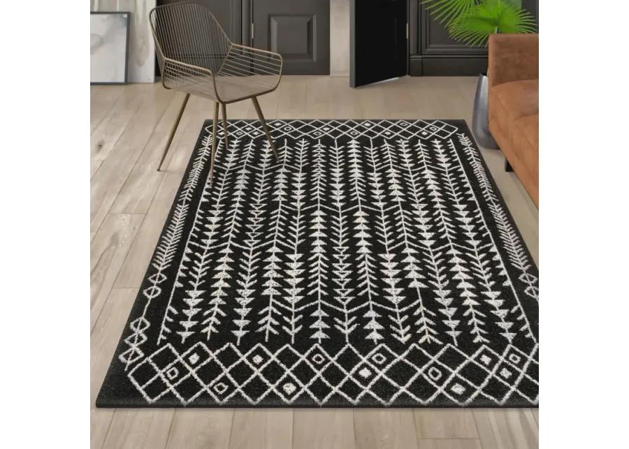 Ziri Moroccan Geometric Black/Cream. Runner Rug