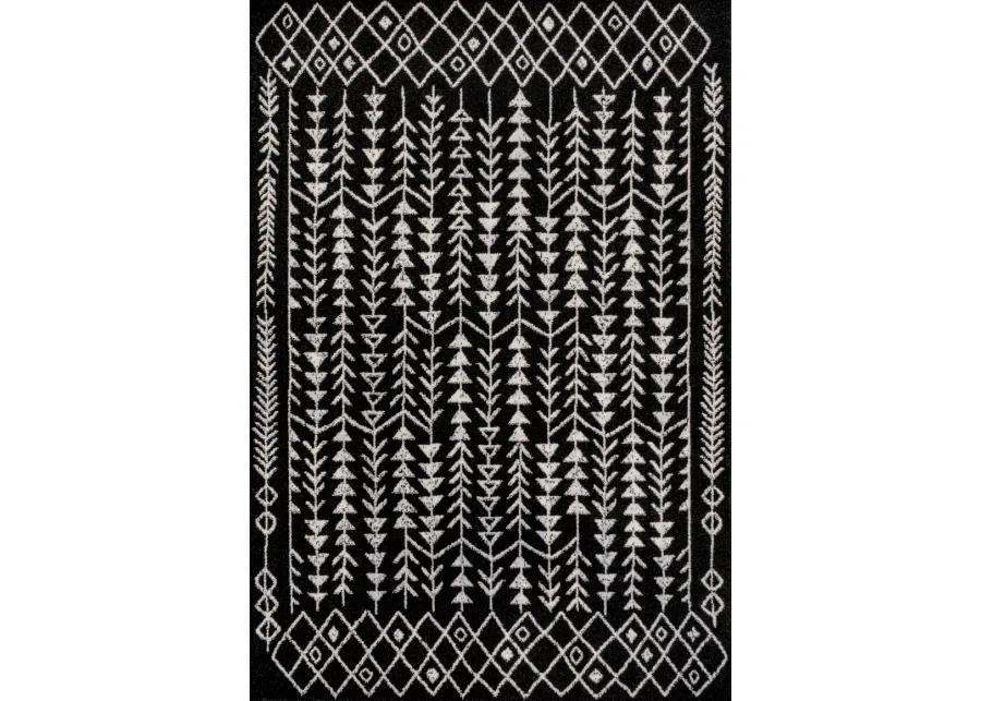 Ziri Moroccan Geometric Black/Cream. Runner Rug