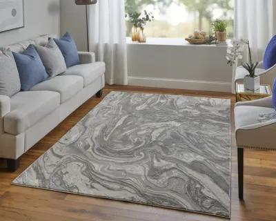 Prasad 3894F Gray/Ivory/Silver 1'8" x 2'10" Rug