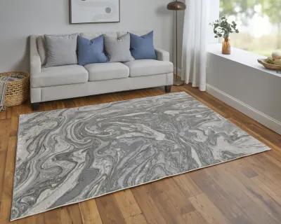 Prasad 3894F Gray/Ivory/Silver 1'8" x 2'10" Rug