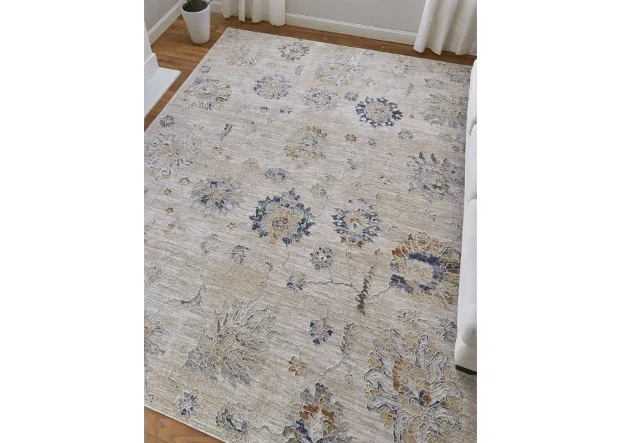 Pasha 39M9F 5' x 7'6" Taupe/Ivory/Blue Rug