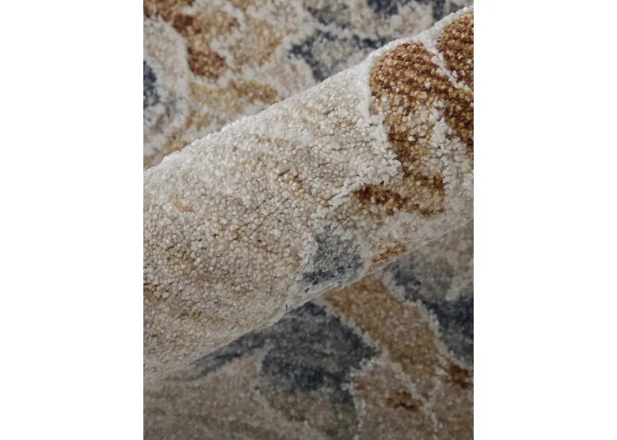 Pasha 39M9F 5' x 7'6" Taupe/Ivory/Blue Rug