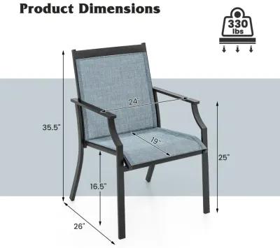 4 Piece Patio Dining Chairs Large Outdoor Chairs with Breathable Seat and Metal Frame