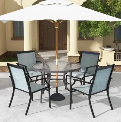 4 Piece Patio Dining Chairs Large Outdoor Chairs with Breathable Seat and Metal Frame