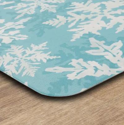 Holiday Flakes Teal Teal 1' 8" x 3' 6" Door Mat