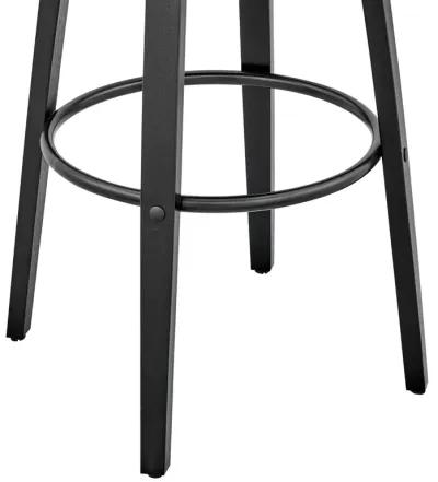 Julius  Gray Faux Leather and Black Wood Bar Stool