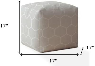 Homezia 17" Grey Geometric Pouf Ottoman