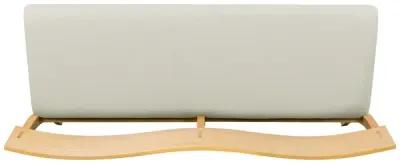 Celi 53 Inch Dining Bench, Cream Fabric Seat, Natural Brown Wood Frame - Benzara