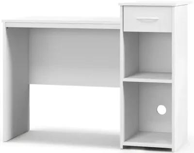 Computer Desk with Drawer Modern Laptop PC Desk with Adjustable Shelf and Cable Hole-White