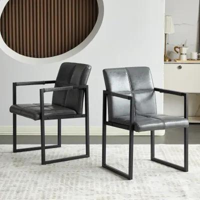 Ligth Modern European Style Dining Chair PU Leather Metal Pipe Dining Room Furniture