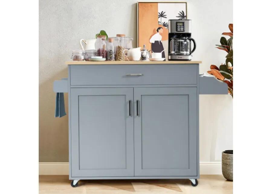 Rolling Kitchen Island Cart with Towel and Spice Rack