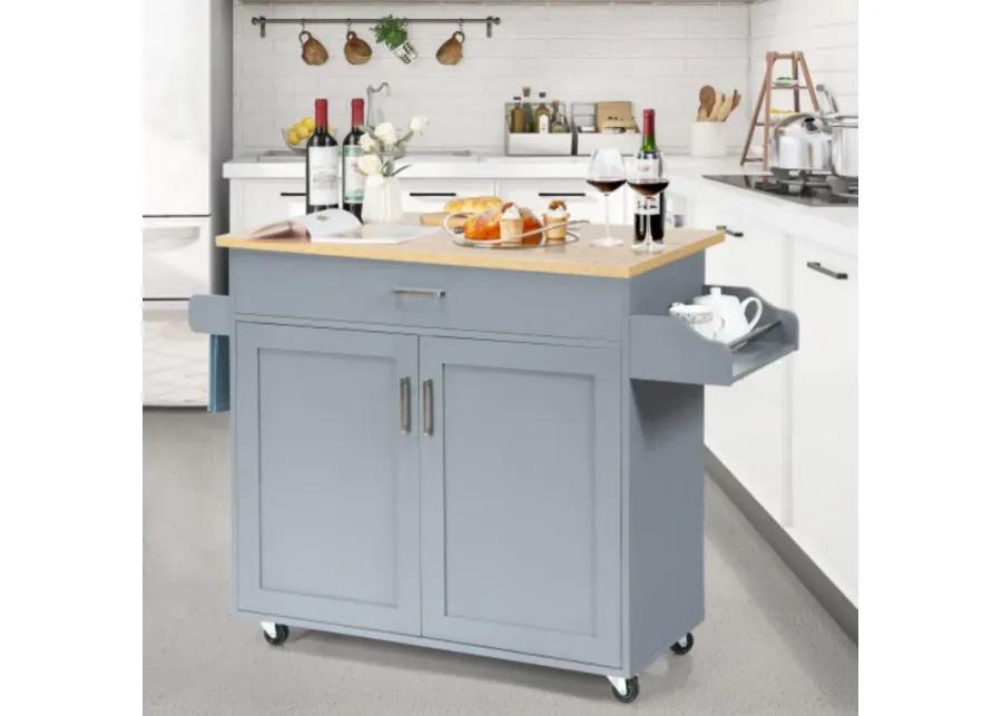 Rolling Kitchen Island Cart with Towel and Spice Rack