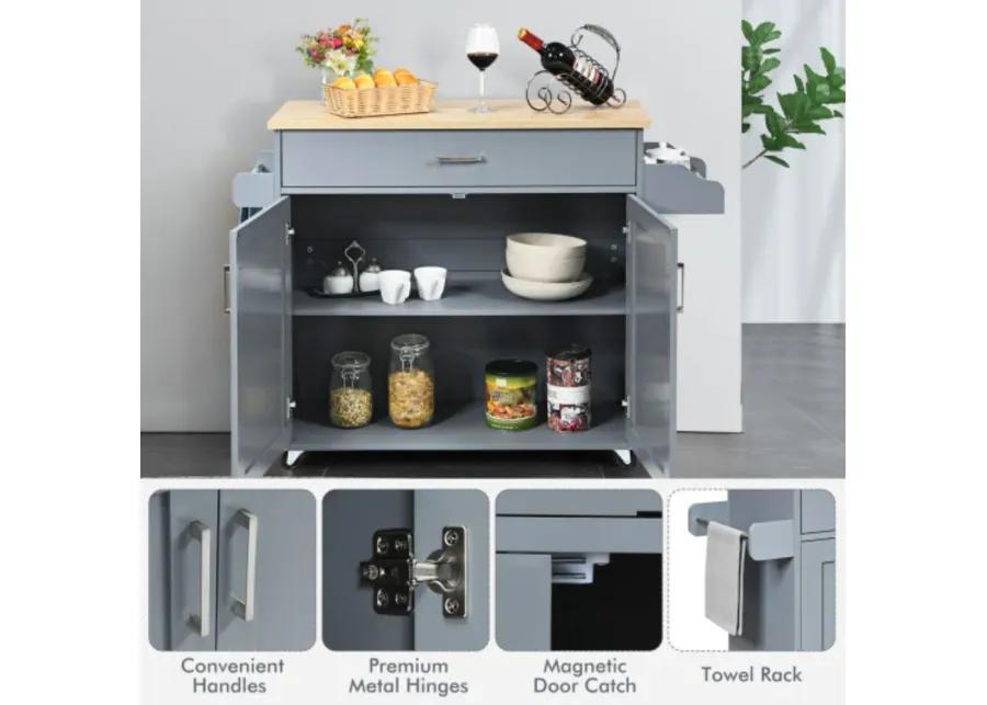 Rolling Kitchen Island Cart with Towel and Spice Rack