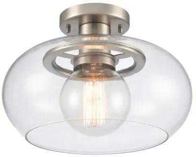 Clement 13'' Wide 1-Light Nickel Semi Flush Mount