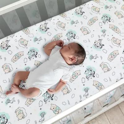 Lambs & Ivy Disney Baby Winnie the Pooh Hugs White Fitted Crib Sheet