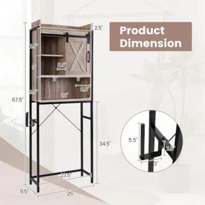 Hivvago 4-Tier Multifunctional Toilet Sorage Cabinet with Adjustable Shelf and Sliding Barn Door