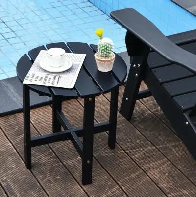 18 Inch Patio Round Side Wooden Slat End Coffee Table for Garden