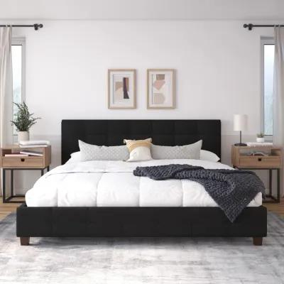 Ryder Black Linen Upholstered Bed