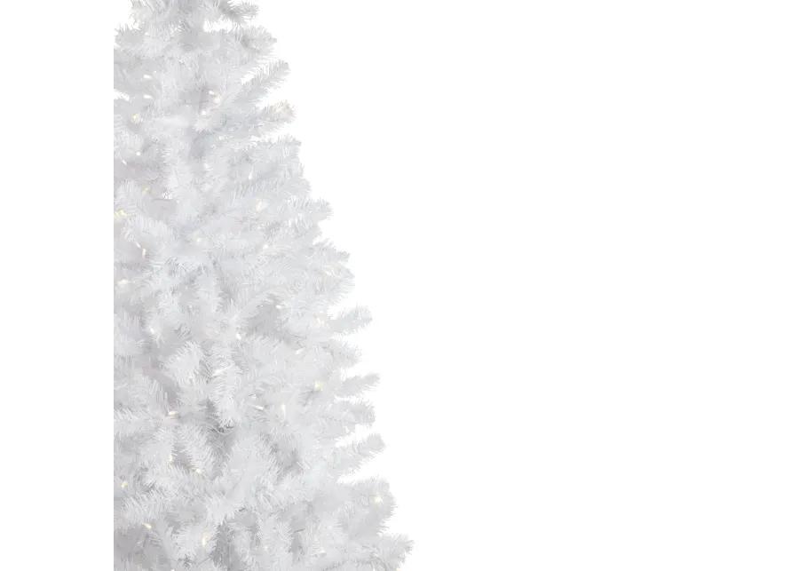 7.5' Pre-Lit White Georgian Pine Pencil Artificial Christmas Tree  Warm White LED Lights