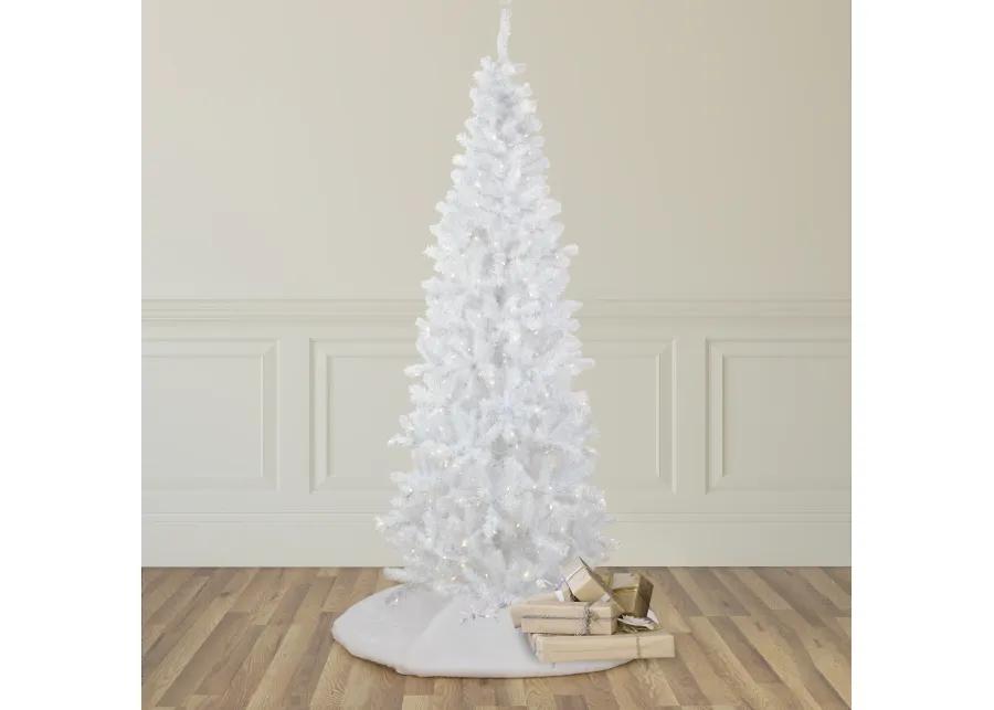 7.5' Pre-Lit White Georgian Pine Pencil Artificial Christmas Tree  Warm White LED Lights