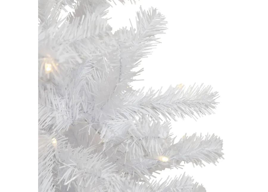 7.5' Pre-Lit White Georgian Pine Pencil Artificial Christmas Tree  Warm White LED Lights