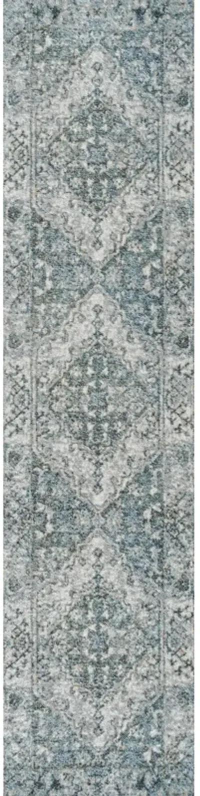 Pavel Distressed Medallion Low-Pile Machine-Washable Rug