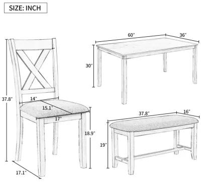 Merax Rustic 6-Piece Kitchen Dining Table Set