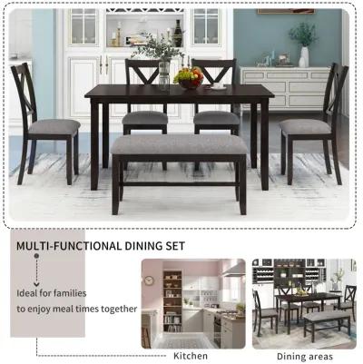 Merax Rustic 6-Piece Kitchen Dining Table Set