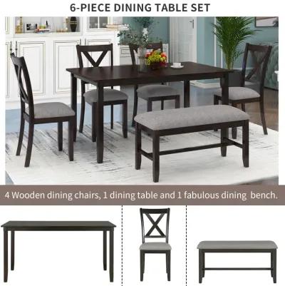 Merax Rustic 6-Piece Kitchen Dining Table Set