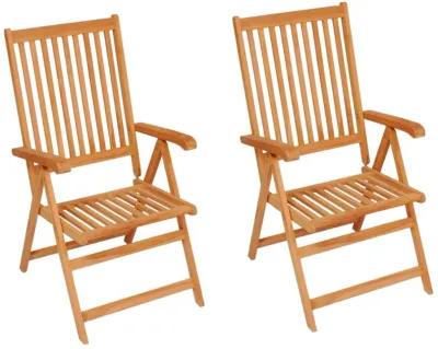 vidaXL Garden Chairs 2 pcs with Green Cushions Solid Teak Wood