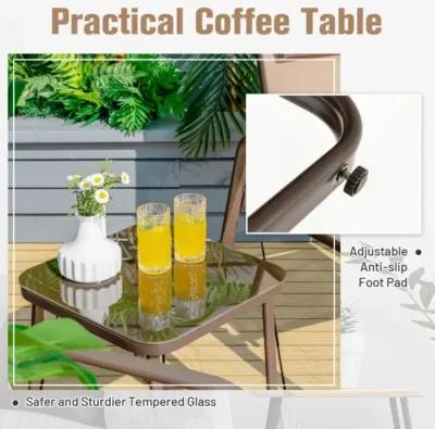 Hivvago 3 Pieces Stackable Patio Bistro Conversation Set with Adjustable Backrest