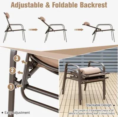 Hivvago 3 Pieces Stackable Patio Bistro Conversation Set with Adjustable Backrest