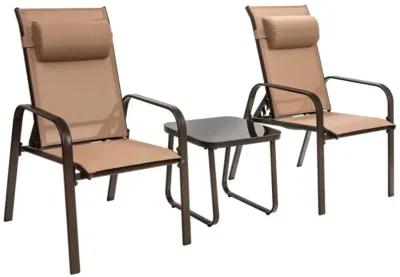 Hivvago 3 Pieces Stackable Patio Bistro Conversation Set with Adjustable Backrest