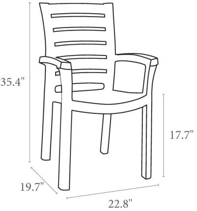 35.5" Brown Resin Solid Stackable Weather Resistant Dining Arm Chair