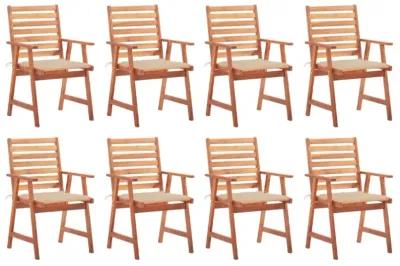 vidaXL Patio Dining Chairs 8 pcs with Cushions Solid Acacia Wood