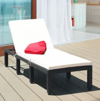 Patio Rattan Lounge Chair Chaise Couch Cushioned Height Adjustable