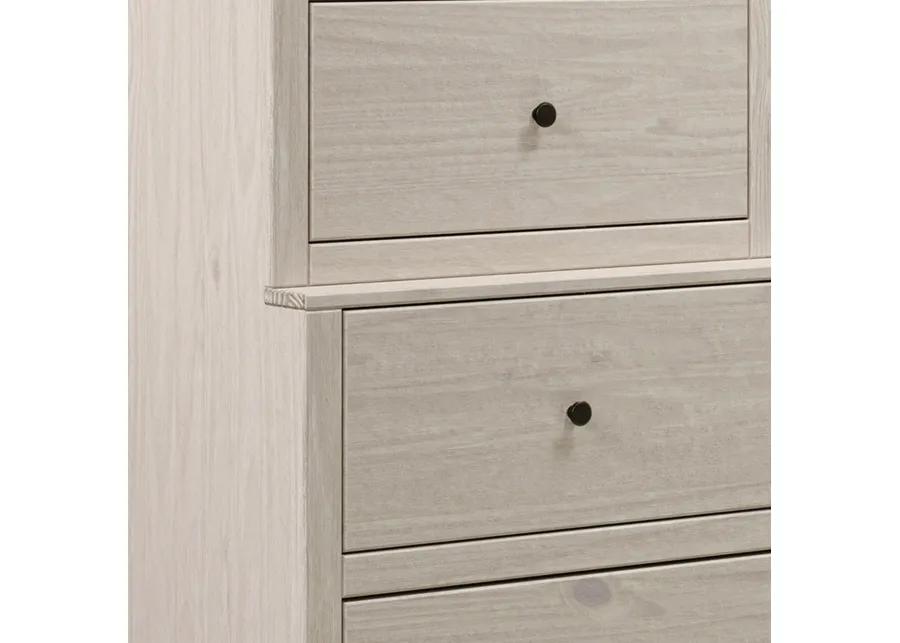 Stav Tall Dresser Chest with 4 Drawers, Plank Style, White Solid Wood