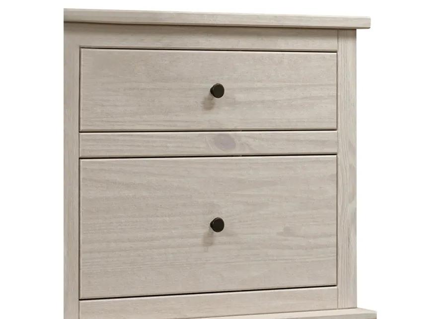 Stav Tall Dresser Chest with 4 Drawers, Plank Style, White Solid Wood