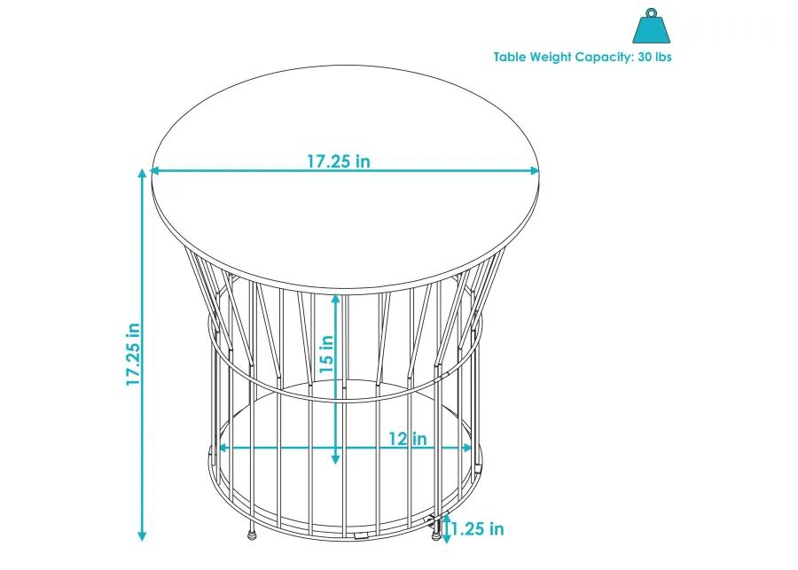 Sunnydaze Wire Pedestal End Table with MDF Pull-Open Tabletop