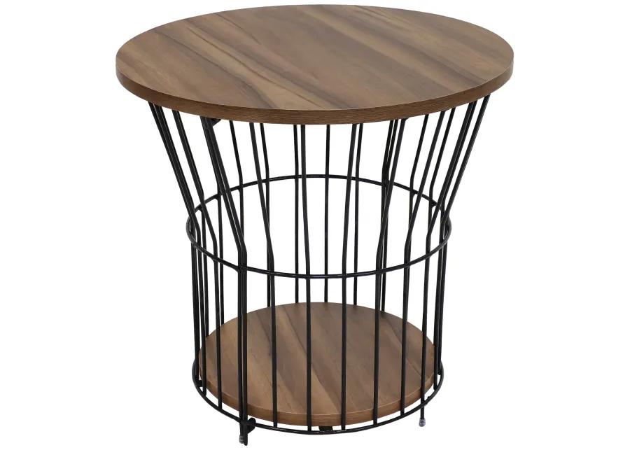 Sunnydaze Wire Pedestal End Table with MDF Pull-Open Tabletop