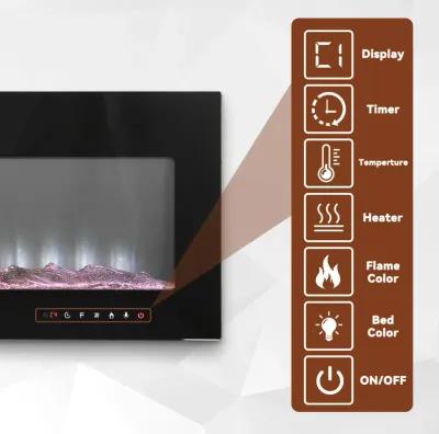 MONDAWE 60" Recessed Wall-Mounted Electric Fireplace 5000 BTU Heater with Remote Control