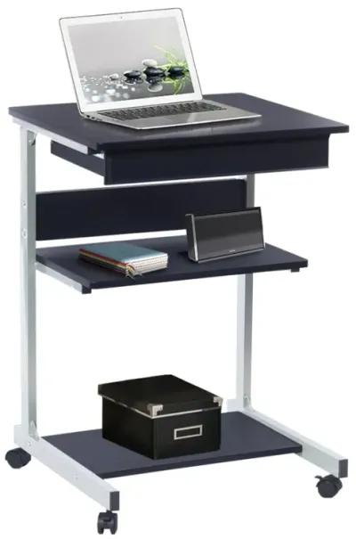 Rolling Laptop Cart with Storage, Graphite