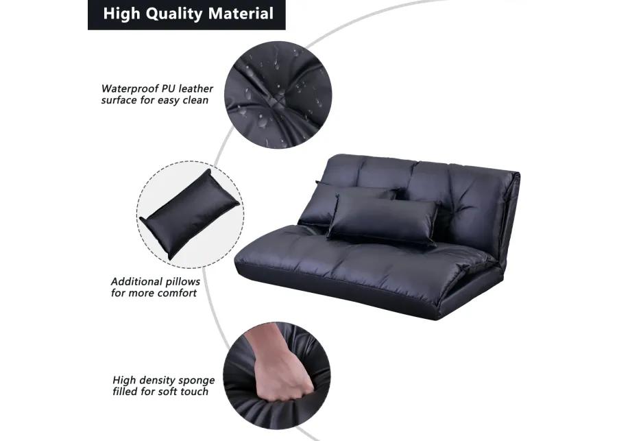 Lazy Sofa Adjustable Folding Futon Sofa Video Gaming Sofa With Two Pillows