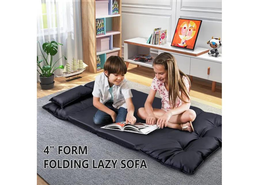 Lazy Sofa Adjustable Folding Futon Sofa Video Gaming Sofa With Two Pillows