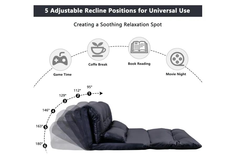 Lazy Sofa Adjustable Folding Futon Sofa Video Gaming Sofa With Two Pillows