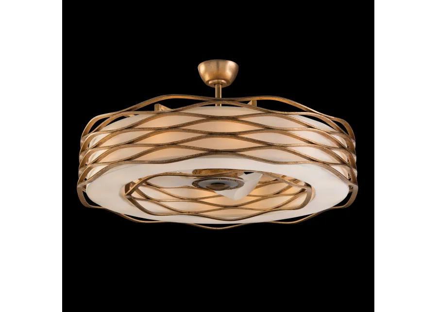 Ribbons Of Gold Twelve-Light Pendant With Fan