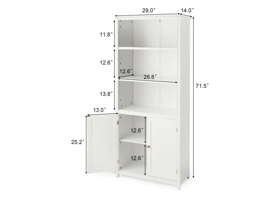 Bookcase Shelving Storage Wooden Cabinet Unit Standing Display Bookcase with Doors