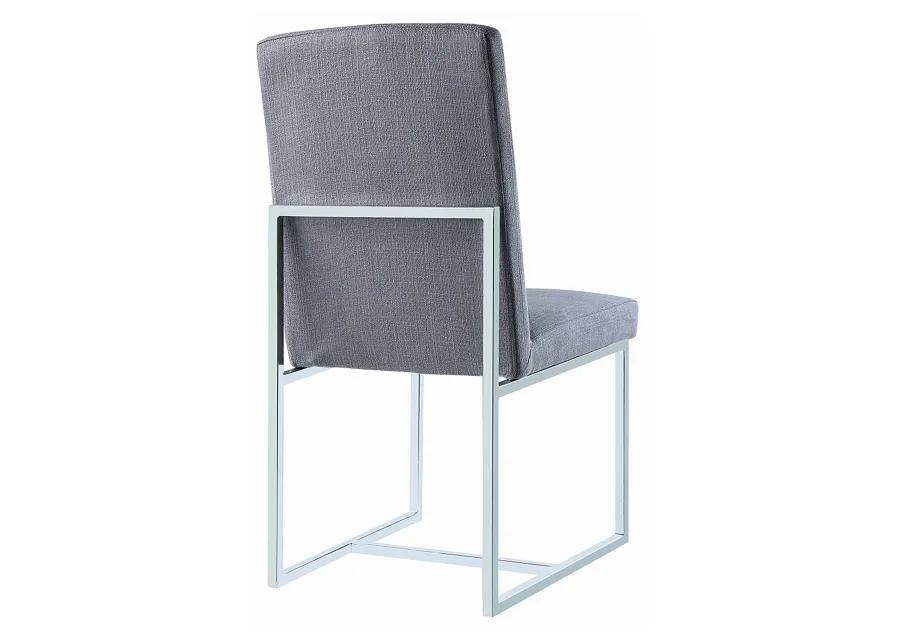 Mackinnon Upholstered Side Chairs Grey and Chrome (Set of 2)