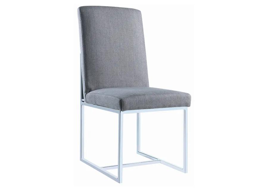 Mackinnon Upholstered Side Chairs Grey and Chrome (Set of 2)