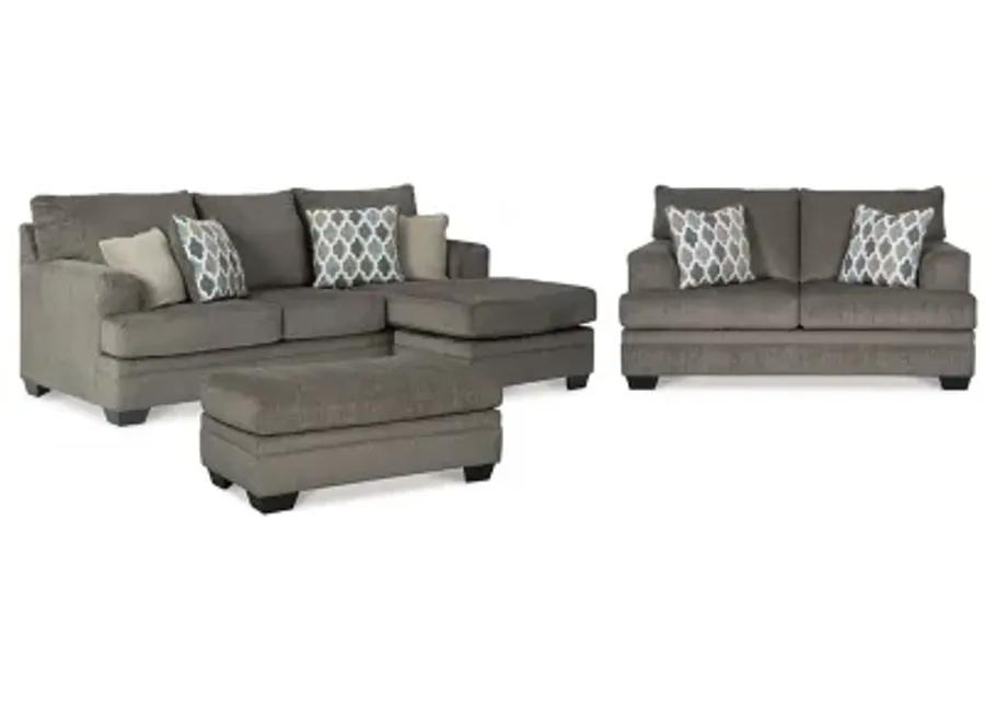 Dorsten Sofa Chaise, Loveseat, and Ottoman